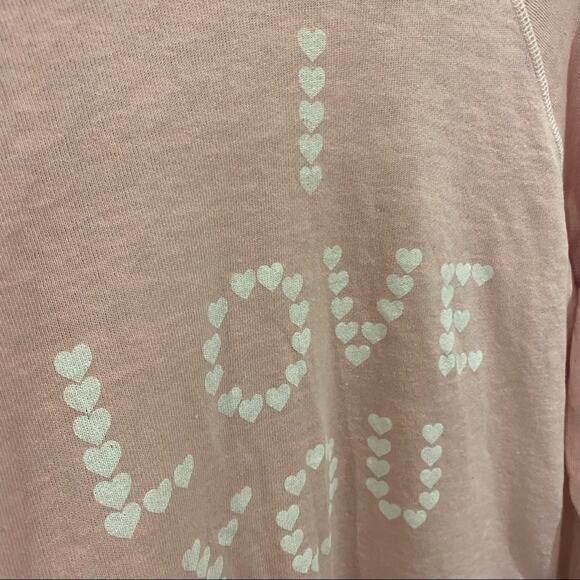 Wildfox I Love You Pink Heart Graphic Burnout Lightweight Sheer Sweater XS - Picture 3 of 7